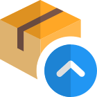 Delivery box unloaded on top with upper arrow icon