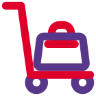 Suitcases carried by trolley service in the hotel icon