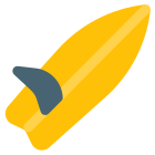 Surfboard for the water sports and games icon