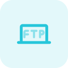 File transfer protocol connection on laptop isolated on a white background icon