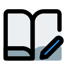 Class work on notebook with interleaf pages icon