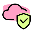 Secured cloud protection provider with firewall sheild icon