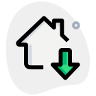 Internet connected home with file downloaded down arrow logotype icon