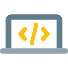 Web and application programming on a laptop system icon