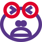 Frog emoticon frown with mouth open and squinting icon