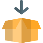 Down direction in open box opening instruction icon