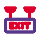 Exit sign for exiting from the hotel room icon