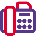 Fax machine printing arrival document in monochrome icon