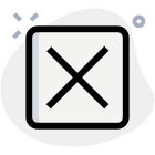 Cross sign in box for decline, isolated in a white background. icon