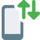 Cell phone with un and down arrow for internet connectivity icon