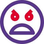 Furious angry face emoticon with scowl on face. icon