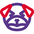 Sad pug dog squint eyes emoticon facial expression icon