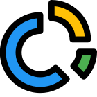 Doughnut Pie chart comparison with multiple sections layout icon