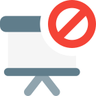 Banned presentation board with crossed logotype layout icon