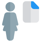 Businesswoman sharing a single file on an online server icon