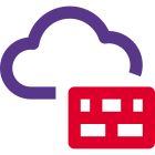 Firewall security on a cloud server isolated on a white background icon