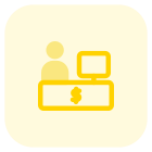 Cashier with the computer in restaurant at billing desk icon