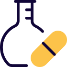 Lab research on experimental drug medicine with flask icon