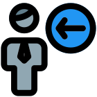 Businessman with a left direction arrow indication icon