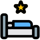 Single star bed of hotel with minimalistic service icon