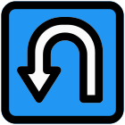 Turn u-turn sign for traffic direction layout icon