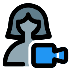 Single user under video chat meeting during lockdown icon