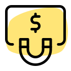 Attration for money concept - dollar with magnet icon