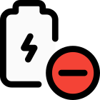 Battery charging cycle damaged with negative symbol icon