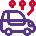 Connected car with multiple network system isolated on a white background icon