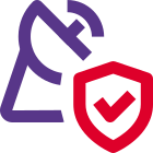 Secure satellite network with defensive technology layout icon