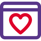 Favorite website with heart logotype under webpage template icon