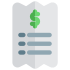 Billing of a restaurant expenses paid in cash icon