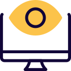 Eye safe vision of a desktop monitor with anti glare display icon