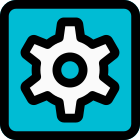 Setting cog wheel menu button isolated in while background icon