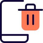 Delete or trash logotype on a Android smartphone icon