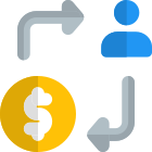 Send money to users online with arrow and dollar sign icon