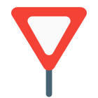 Give way with inverted triangle shape road sign icon