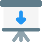 White board with downwards direction arrow layout icon