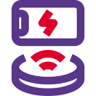 Charging wireless dock with mobile phone layout icon