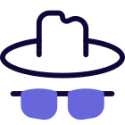 Anonymous user with hat and glasses layout icon