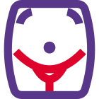 Lower section of female body with a baby bump icon