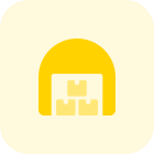 Military warehouse storage facility with package boxes icon