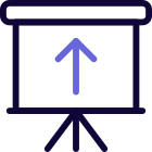 White board with upwards direction arrow layout icon