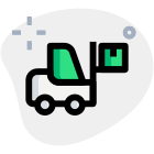 Heavy material handling forklift vehicle with box up icon