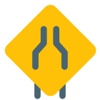 Both side narrow roads connecting to a single Lane Road icon