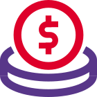 Dollar coin funds isolated on a white background icon