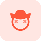 Cowboy with hat eyes crossed resembling dead emoji icon