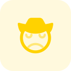 Cowboy wide brim hat with sace facial expression icon