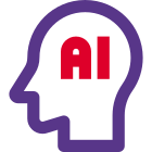 Artificial intelligence with a head Logotype isolated on a white background icon