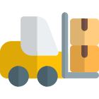 Heavy material handling forklift vehicle with boxes up icon